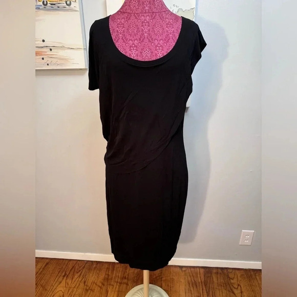 Black Escada Shift Midi Dress Short Sleeve Women Size L, 40 - Picture 1 of 5